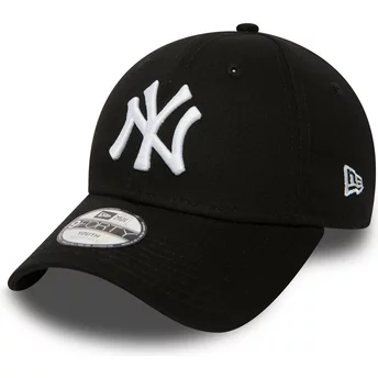 Cappellino visiera curva nero con logo bianco regolabile per bambino 9FORTY Essential di New York Yankees MLB di New Era