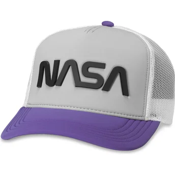 Cappellino trucker grigio, bianco e viola snapback NASA Riptide Valin di American Needle