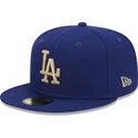 cappello-piatto-blu-aderente-59fifty-con-patch-laterale-laurel-dei-los-angeles-dodgers-mlb-di-new-era