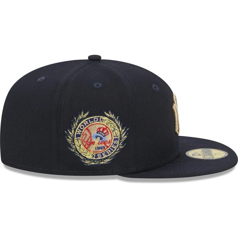 cappelli-piatta-blu-marino-regolato-59fifty-laurel-sidepatch-dei-new-york-yankees-mlb-di-new-era