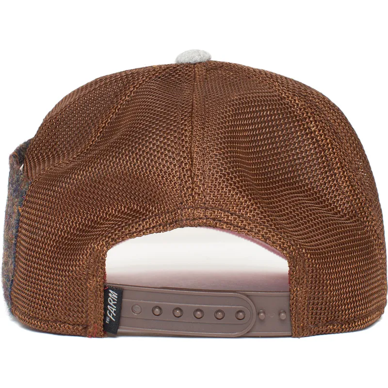 cappellino-trucker-grigio-marrone-e-verde-gufo-cum-laude-ass-play-the-farm-di-goorin-bros