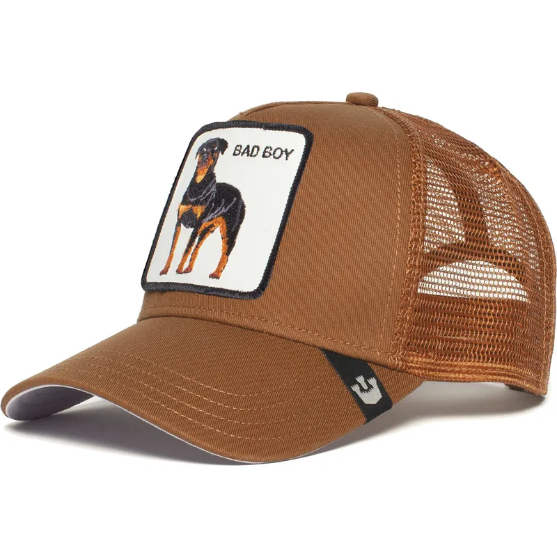 cappellino-trucker-marrone-cane-rottweiler-the-baddest-boy-the-farm-di-goorin-bros