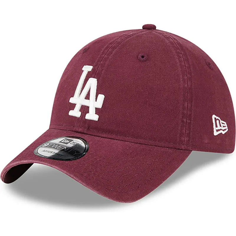cappelli-curva-rosso-cinghia-regolabile-granate-9twenty-league-essential-dei-los-angeles-dodgers-mlb-di-new-era