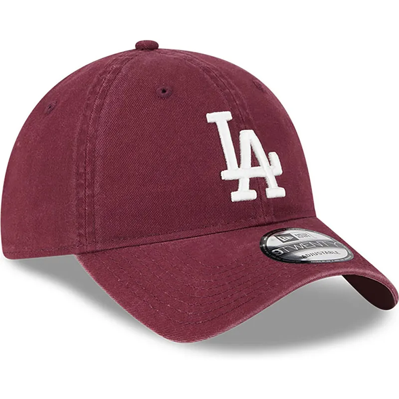 cappelli-curva-rosso-cinghia-regolabile-granate-9twenty-league-essential-dei-los-angeles-dodgers-mlb-di-new-era