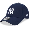 cappelli-curva-blu-marino-cinghia-regolabile-9forty-essential-melton-wool-dei-new-york-yankees-mlb-di-new-era