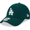 cappellino-verde-curvo-regolabile-9forty-essential-melton-wool-dei-los-angeles-dodgers-mlb-di-new-era
