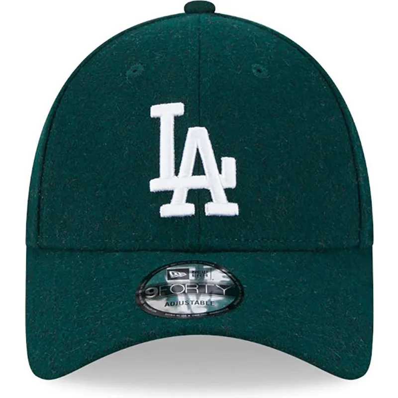 cappelli-curva-verde-cinghia-regolabile-9forty-essential-melton-wool-dei-los-angeles-dodgers-mlb-di-new-era