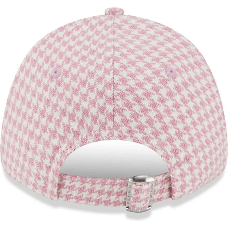 cappelli-curva-rosa-cinghia-regolabile-9forty-houndstooth-dei-los-angeles-dodgers-mlb-di-new-era