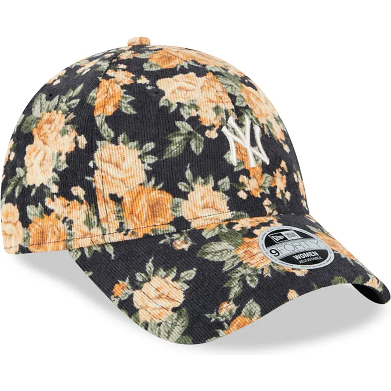 cappelli-curva-blu-marino-cinghia-regolabile-9forty-floral-cord-dei-new-york-yankees-mlb-di-new-era