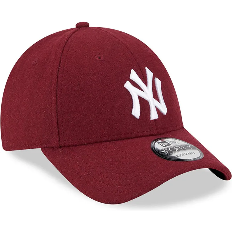 cappelli-curva-rosso-cinghia-regolabile-9forty-essential-melton-wool-dei-new-york-yankees-mlb-di-new-era