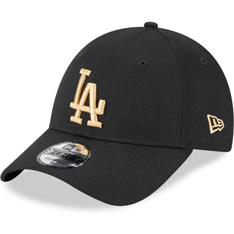 cappelli-curva-nero-cinghia-regolabile-dorado-9forty-league-essential-dei-los-angeles-dodgers-mlb-di-new-era