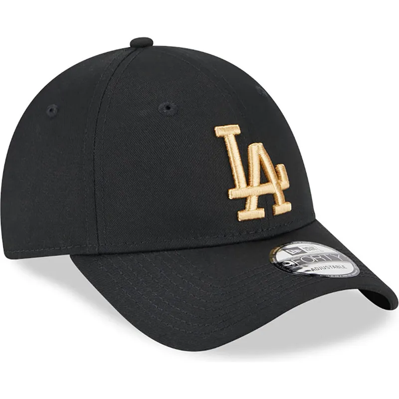 cappelli-curva-nero-cinghia-regolabile-dorado-9forty-league-essential-dei-los-angeles-dodgers-mlb-di-new-era
