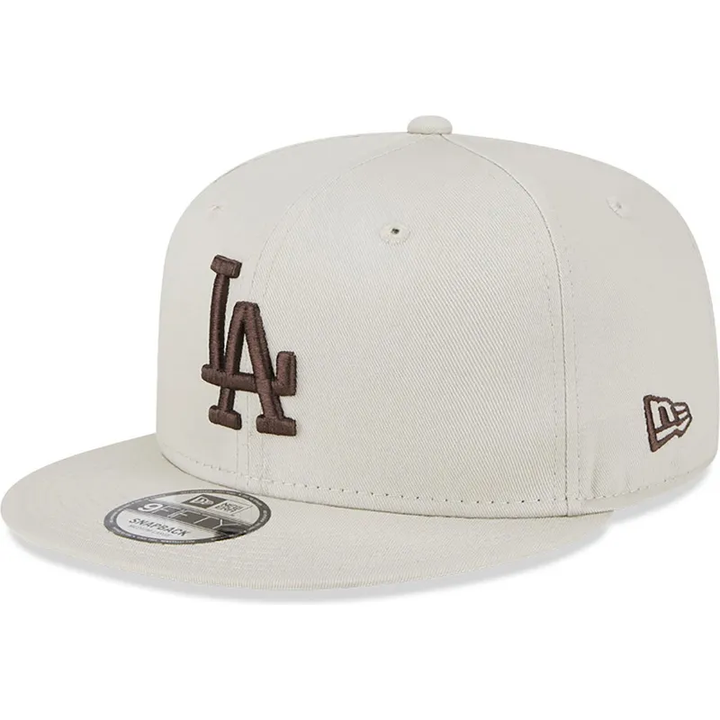 cappelli-piatta-beige-snapback-marron-9fifty-league-essential-dei-los-angeles-dodgers-mlb-di-new-era