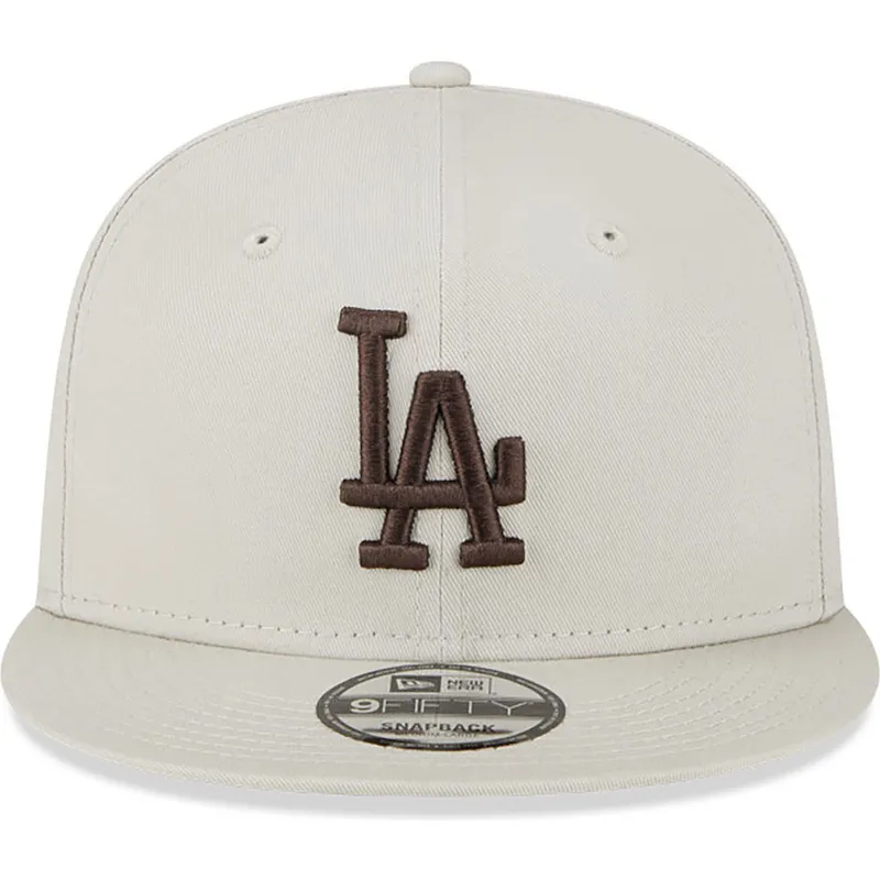 cappelli-piatta-beige-snapback-marron-9fifty-league-essential-dei-los-angeles-dodgers-mlb-di-new-era