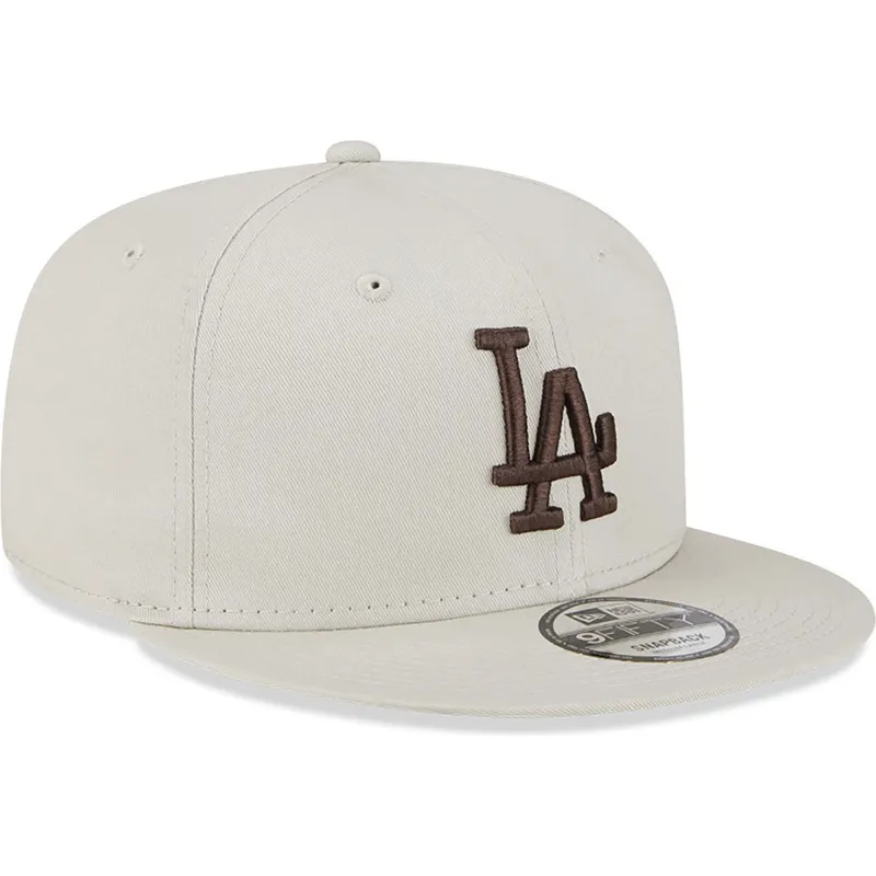 cappelli-piatta-beige-snapback-marron-9fifty-league-essential-dei-los-angeles-dodgers-mlb-di-new-era