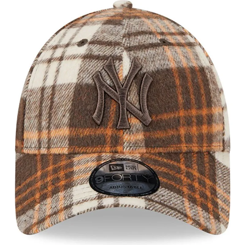cappelli-curva-marrone-cinghia-regolabile-9forty-check-dei-new-york-yankees-mlb-di-new-era