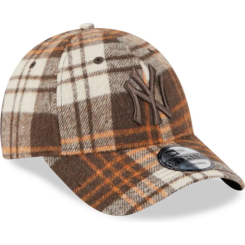 cappelli-curva-marrone-cinghia-regolabile-9forty-check-dei-new-york-yankees-mlb-di-new-era