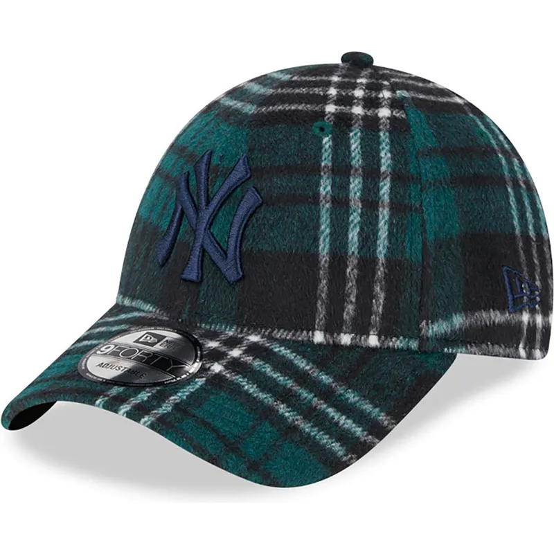 cappelli-curva-verde-cinghia-regolabile-9forty-check-dei-new-york-yankees-mlb-di-new-era