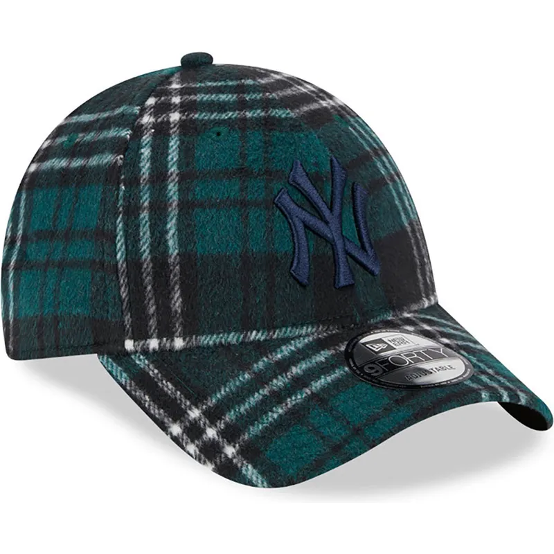 cappelli-curva-verde-cinghia-regolabile-9forty-check-dei-new-york-yankees-mlb-di-new-era