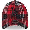 cappello-curvo-rosso-regolabile-con-logo-nero-9forty-check-dei-los-angeles-dodgers-mlb-di-new-era
