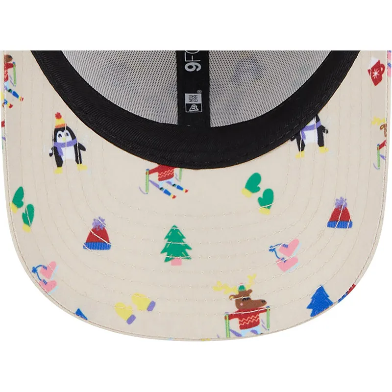 cappellino-curvo-beige-regolabile-per-bambino-9forty-festive-dei-new-york-yankees-mlb-di-new-era