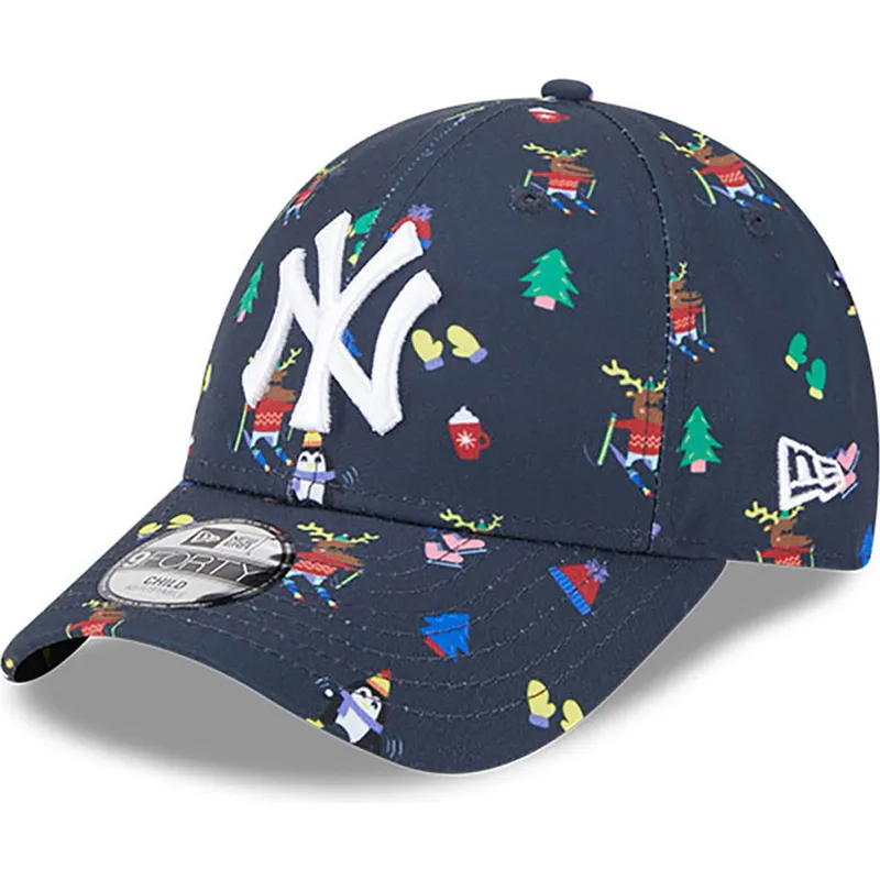 cappelli-curva-blu-marino-cinghia-regolabile-per-bambino-9forty-festive-dei-new-york-yankees-mlb-di-new-era