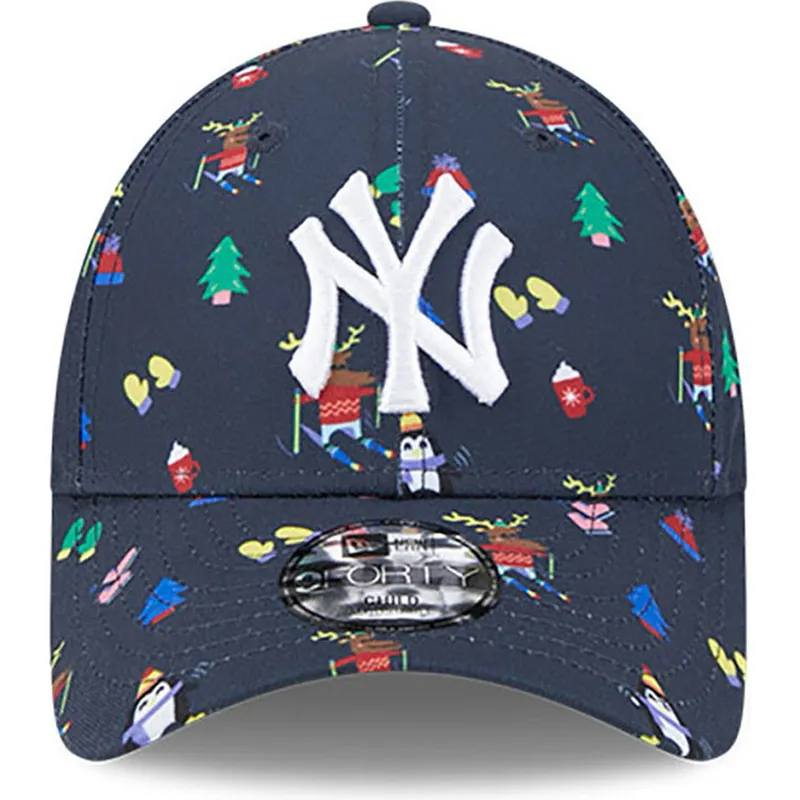 cappelli-curva-blu-marino-cinghia-regolabile-per-bambino-9forty-festive-dei-new-york-yankees-mlb-di-new-era