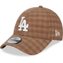 cappelli-curva-marrone-cinghia-regolabile-9forty-flannel-dei-los-angeles-dodgers-mlb-di-new-era