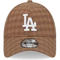 cappelli-curva-marrone-cinghia-regolabile-9forty-flannel-dei-los-angeles-dodgers-mlb-di-new-era