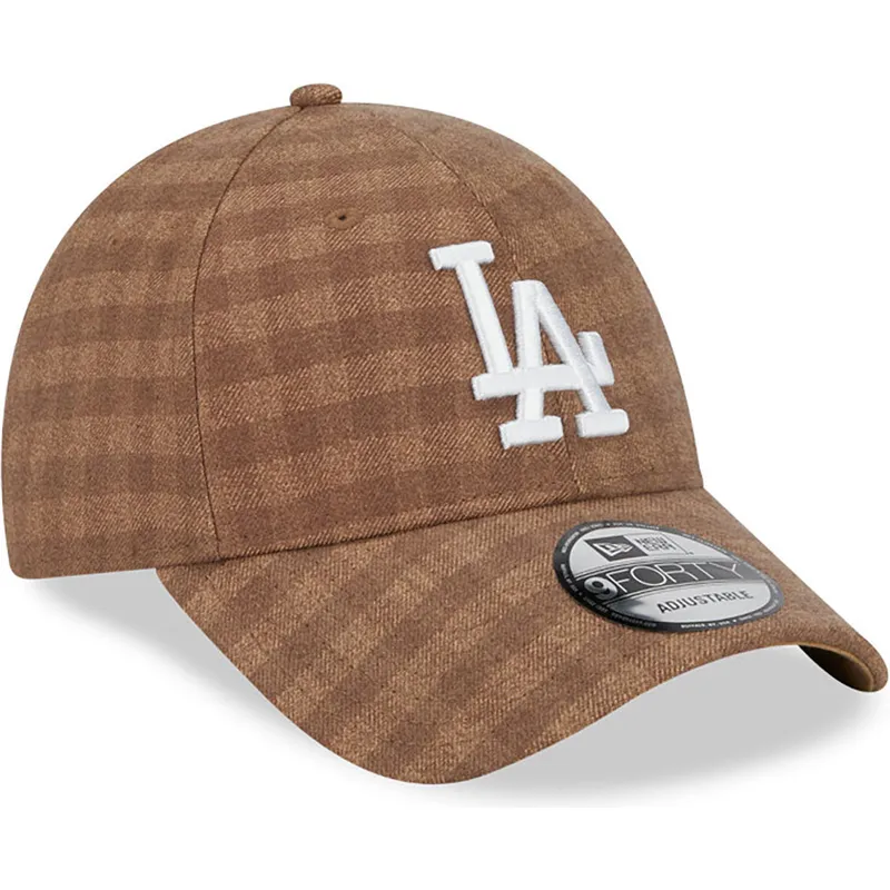 cappelli-curva-marrone-cinghia-regolabile-9forty-flannel-dei-los-angeles-dodgers-mlb-di-new-era