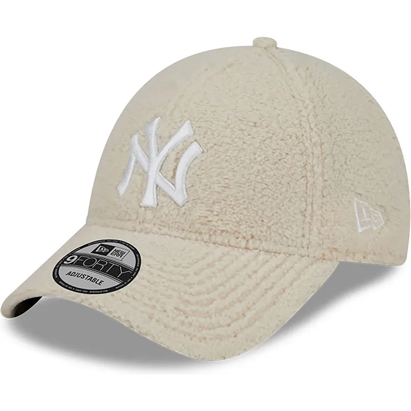cappelli-curva-beige-cinghia-regolabile-9forty-teddy-dei-new-york-yankees-mlb-di-new-era