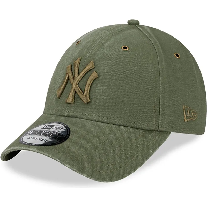 cappelli-curva-verde-cinghia-regolabile-9forty-washed-canvas-dei-new-york-yankees-mlb-di-new-era