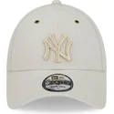 cappellino-curvo-beige-regolabile-con-logo-beige-9forty-washed-canvas-dei-new-york-yankees-mlb-di-new-era