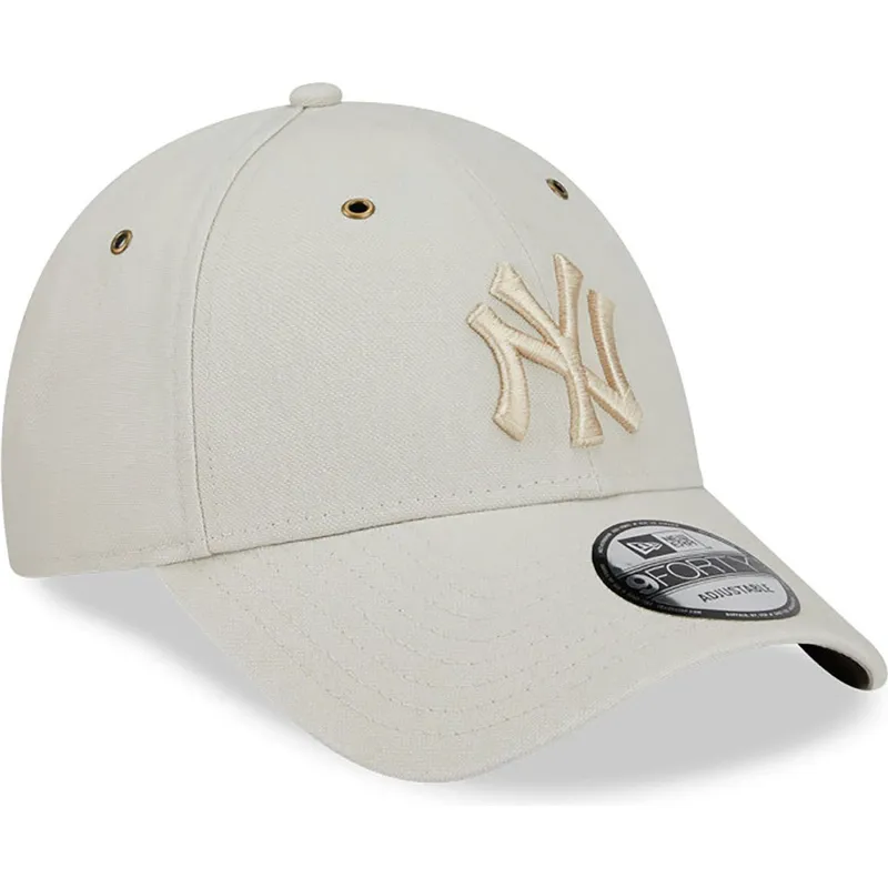 cappelli-curva-beige-cinghia-regolabile-9forty-washed-canvas-dei-new-york-yankees-mlb-di-new-era