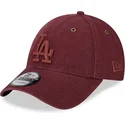 cappelli-curva-rosso-cinghia-regolabile-granate-granate-9forty-washed-canvas-dei-los-angeles-dodgers-mlb-di-new-era