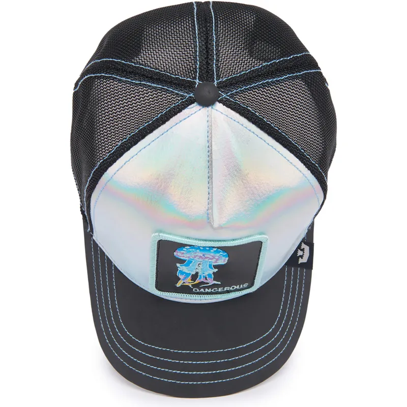cappellino-trucker-grigio-e-nero-medusa-dangerous-go-away-the-farm-deep-sea-di-goorin-bros