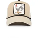 cappello-snapback-beige-con-visiera-curva-gallo-cock-rooster-100-the-farm-all-over-canvas-di-goorin-bros