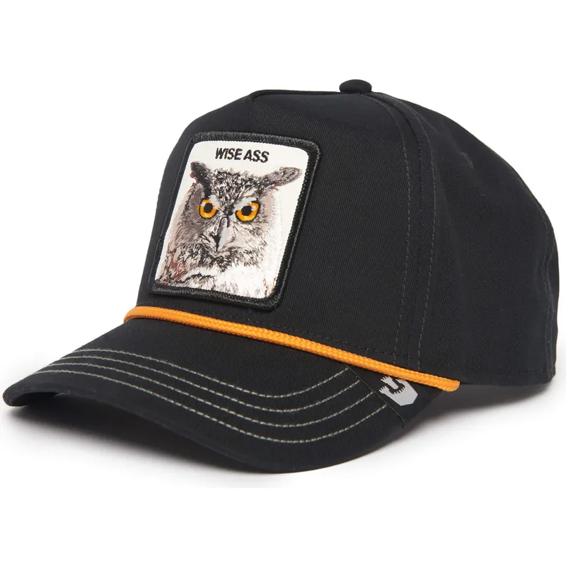 cappellino-visiera-curva-nero-snapback-gufo-wise-owl-100-the-farm-all-over-canvas-di-goorin-bros