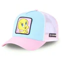 cappellino-trucker-blu-bianco-e-rosa-tweety-loo8-twe1-looney-tunes-di-capslab