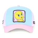 cappellino-trucker-blu-bianco-e-rosa-tweety-loo8-twe1-looney-tunes-di-capslab