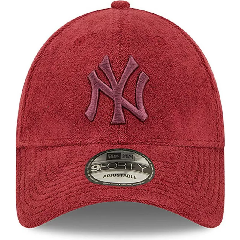 new-era-curved-brim-red-logo-9forty-towelling-new-york-yankees-mlb-red-adjustable-cap