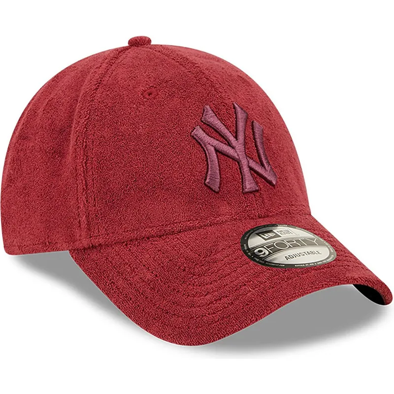 cappelli-curva-rosso-cinghia-regolabile-9forty-towelling-dei-new-york-yankees-mlb-di-new-era
