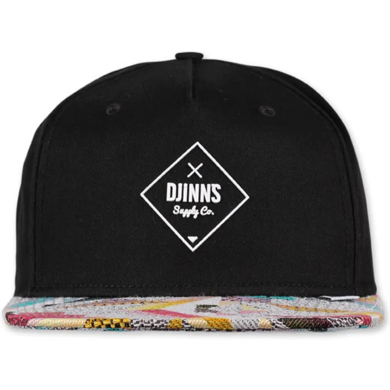 cappello-piatto-nero-snapback-rubber-aztek-di-djinns