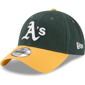 Cappellino con visiera curva verde e giallo regolabile 9TWENTY Core Classic di Oakland Athletics MLB di New Era