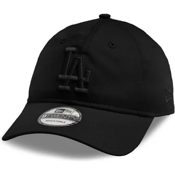 Cappellino con visiera curva nero regolabile con logo nero 9TWENTY League Essential di Los Angeles Dodgers MLB di New Era
