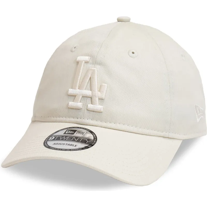 cappellino-beige-curvo-regolabile-con-logo-beige-9twenty-league-essential-dei-los-angeles-dodgers-mlb-di-new-era