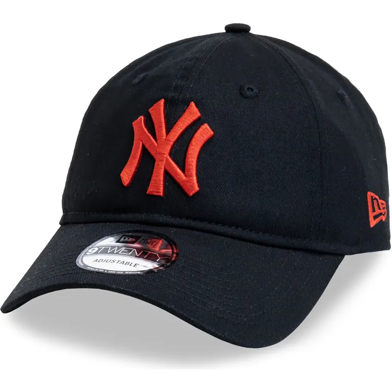 cappellino-nero-curvo-regolabile-con-logo-rosso-9twenty-league-essential-dei-new-york-yankees-mlb-di-new-era