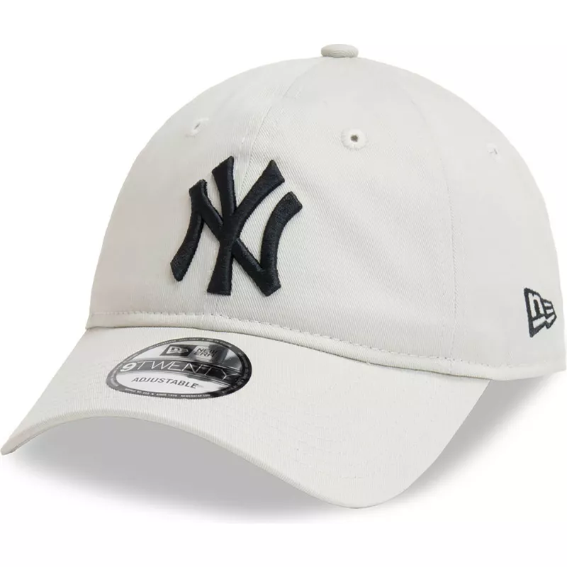 new-era-curved-brim-black-logo-9twenty-league-essential-new-york-yankees-mlb-beige-adjustable-cap