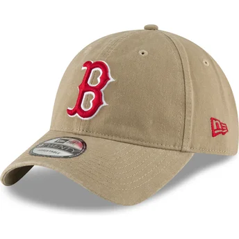 Cappellino curvo marrone chiaro regolabile con logo rosso 9TWENTY Core Classic di Boston Red Sox MLB di New Era