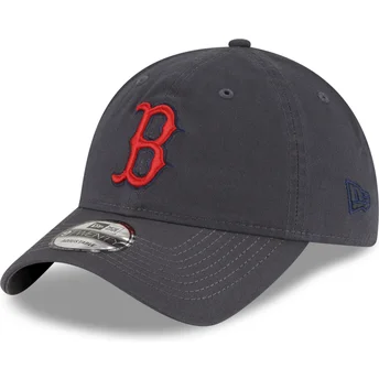 Cappellino grigio curvo regolabile con logo rosso 9TWENTY Core Classic dei Boston Red Sox MLB di New Era